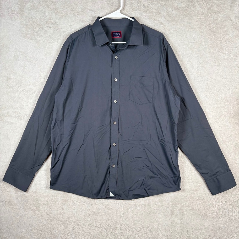UNTUCKit Gironde Button Down Men XL Grey Performance Stretch Long Sleeve Shirt
